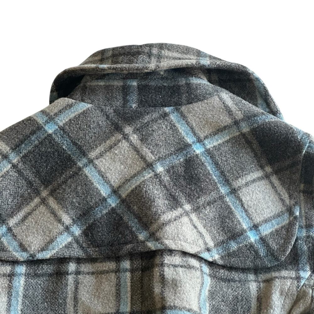 Womens Jacket Size Extra Small Blue Gray Plaid Knee Length Y2K Fall Academia - Picture 6 of 11